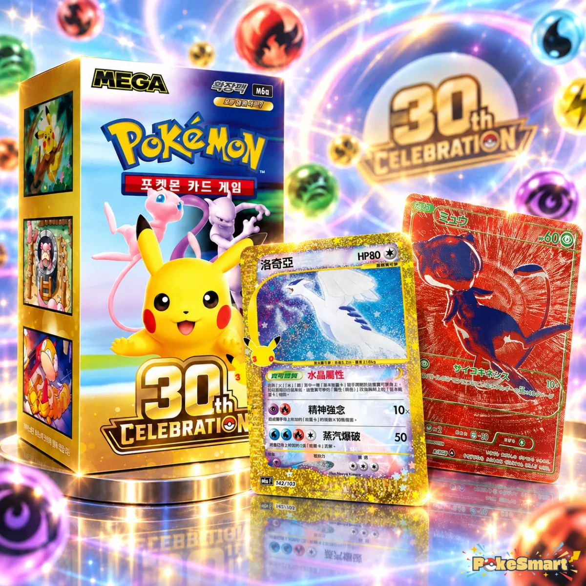 Pokémon 30th Celebration booster box and chase card