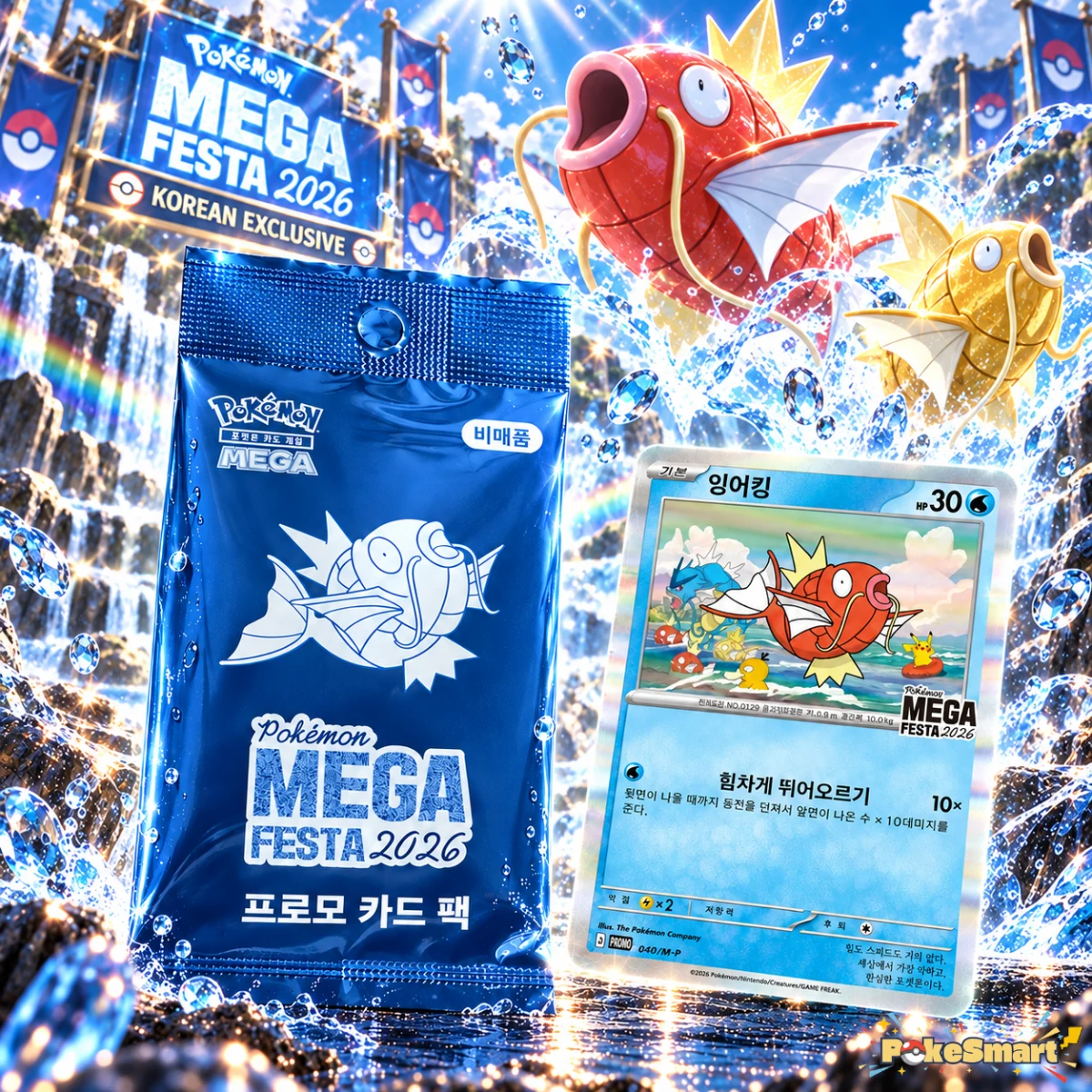Magikarp Promo 040/M-P [Korean Exclusive] — Magikarp Promo 040/M-P [Korean Exclusive] booster box and chase card